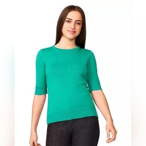 Melissa Paige Sage Green Fine-Gauge Elbow-Sleeve Sweater, X-Small NWT